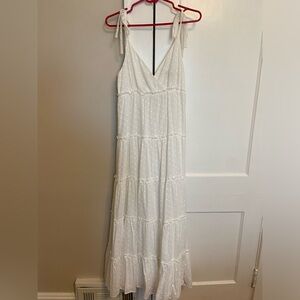 White polka dot maxi sundress